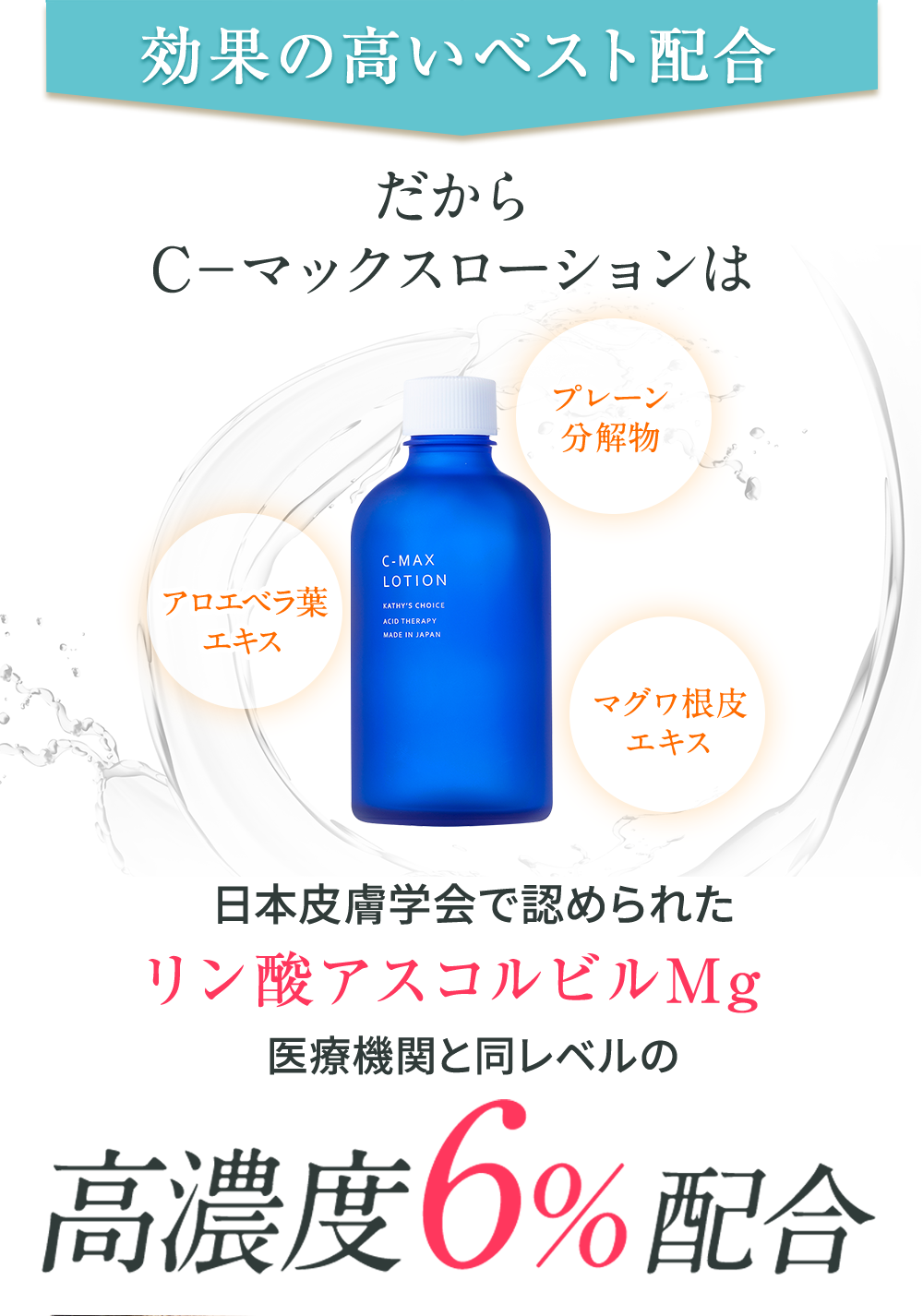 毛穴・ニキビ跡の赤み、肌荒れ、シミは高濃度ビタミンC誘導体でケア！C-マックスローション | キャシーズチョイス公式サイト